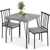 Modern 3-Piece Metal Frame Dining Set with  Wood Top Table and 2 Chairs