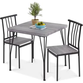 Modern 3-Piece Metal Frame Dining Set with  Wood Top Table and 2 Chairs