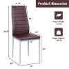Set of 4 Modern High Back PVC Leather Dining Chairs with Metal Legs