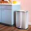 13 Gallon Stainless Steel Kitchen Trash Can with Step Open Lid