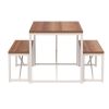 Modern 3-Piece Dining Set Wood Top Metal Frame Table and 2 Bench Chairs