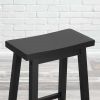 Set of 2 Farmhouse Bar Height Saddle Seat Barstool in Wood Finish