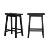 Set of 2 Farmhouse Counter Height Saddle Barstool in Wood Finish