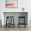Set of 2 Farmhouse Counter Height Saddle Barstool in Wood Finish