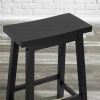 Set of 2 Farmhouse Counter Height Saddle Barstool in Wood Finish