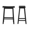 Set of 2 Farmhouse Counter Height Saddle Barstool in Wood Finish