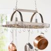Rustic 2-Light 10 Hook Ceiling Mounted Hanging Pot Rack