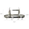 Rustic 2-Light 10 Hook Ceiling Mounted Hanging Pot Rack