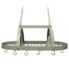 Rustic 2 Light 10 Hook Ceiling Mounted Hanging Pot Rack