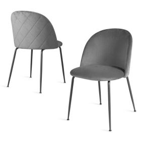Set of 2 Modern Velvet Upholstered Dining Chair with Metal Legs