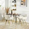 Set of 2 Modern Velvet Upholstered Dining Chair with Gold Metal Legs