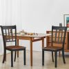 Set of 2 Solid Wood Mission Style Armless Dining Chairs with Brown Seat