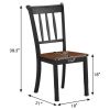 Set of 2 Solid Wood Mission Style Armless Dining Chairs with Brown Seat