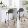 Set of 2 - Modern Low Back Barstool with Black Metal Frame and Seat