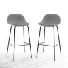 Set of 2 - Modern Low Back Barstool with Black Metal Frame and Seat