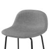 Set of 2 - Modern Low Back Barstool with Black Metal Frame and Seat