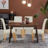 Set of 2 Beige Linen Button Tufted Dining Chair with Wood Legs