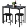 Modern 3-Piece Dining Set Faux Marble Table-Top and 2 Chairs Stools