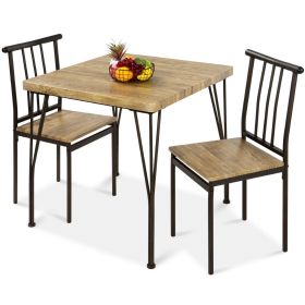 Modern 3-Piece Metal Frame Dining Set withTop Table and 2 Chairs