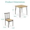 Modern 3-Piece Metal Frame Dining Set withTop Table and 2 Chairs