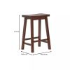 Set of 2 Farmhouse Counter Height Saddle Bar Stools in Wood Finish