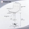 Set of 2- White Faux Leather Barstool with Low Back Swivel Seat