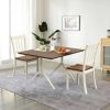 Set of 2 Solid Wood Mission Style Armless Dining Chair with Brown Seat