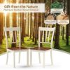 Set of 2 Solid Wood Mission Style Armless Dining Chair with Brown Seat