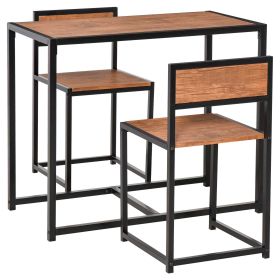 HOMCOM Industrial Dining Table Set for 2 Compact Kitchen Table and Chairs Rustic Brown for Small Spaces