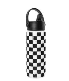 Simple Modern 18 fl oz Insulated Stainless Steel Summit Wide Mouth Water Bottle with Handle and Straw Lid|Black and White Checkmate