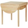 HOMCOM Compact Folding Dining Table 56" Small Space Wood Kitchen Table Drop Leaf Natural