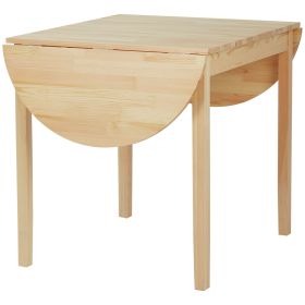HOMCOM Compact Folding Dining Table 56" Small Space Wood Kitchen Table Drop Leaf Natural