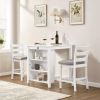 36" Modern Dining Table Set for 2 with Charging Station & 3-Tier Adjustable Storage | Space-Saving Kitchen Set with Upholstered Chairs for Small Space