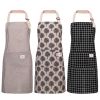 3-Pack Cotton-Blend Kitchen Aprons – Adjustable Bib Aprons with 2 Front Pockets, Unisex Chef Aprons for Cooking, BBQ, Crafting & More