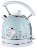 PS823NT Rapid Boiling Electric Kettle, Light Blue Floral Electric Kettle, Retro STRIX Temperature Controller + Water Level Gauge, 2200W,1.8L SUS304, N