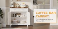 Kitchen Storage Cabinet, Modern Farmhouse Buffet Cabinet with Storage, Coffee Bar with 2 Drawers and 2 Doors, Floor Sideboard Buffet for Living Room,