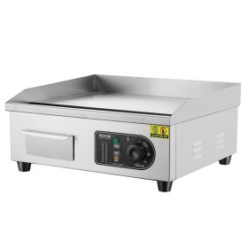 VEVOR Commercial Electric Griddle, 1700W Countertop Flat Top Grill, 122°F-572 °F Adjustable Temp, 17.72 x 11.81 x 0.39in Stainless Steel Griddle Grill