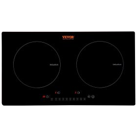 VEVOR Electric Cooktop, 2 Burners, 24'' Induction Stove Top, Built-in Magnetic Cooktop 1800W, 9 Heating Level Multifunctional Burner, LED Touch Screen