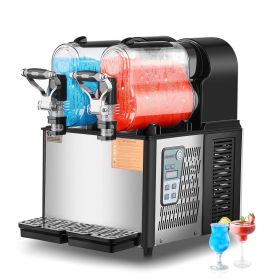VEVOR Commercial Slushy Machine, 3LX2 Tank Slush Drink Maker, 340W Frozen Drink Machine with Temperature Preservation, Stainless Steel Home Slush Froz