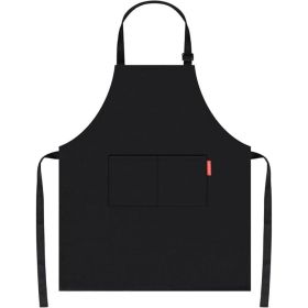 Professional Adjustable Black 100% Cotton Apron with 2 Pockets Cooking Kitchen Chef Women Men Aprons for Home Kitchen, Restaurant, Coffee House, Bakin