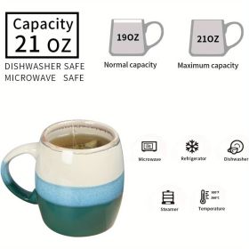 18 oz Large Pottery Coffee Mug, Round mouth Big Tea Cup for Office and Home, Dishwasher and Microwave Safe……