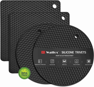 Silicone Trivet Mats - 1Heat Resistant Pot Holders, Multipurpose Non-Slip Hot Pads for Kitchen Potholders, Hot Dishers, Jar Opener, Spoon Holder, Food