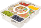 Snackle Box Container, Divided Serving Tray with Lid and Handle, Snack Organizer for Candy, Fruits, Nuts, Snacks, 8 Compartments Snack Box for Travel,