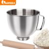 IAGREEA Stainless Steel Mixing Bowl With Handle, Lightweight And Drop Resistant, Suitable For Kitchen Aet Of 4.5QT/5QT Kitchenaid Stand Mixers Models
