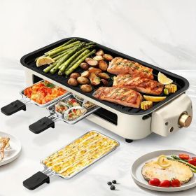 Smokeless Indoor Electric Grill with Removable Non-Stick Plate, 1500W Portable BBQ Griddle, Dishwasher Safe, Hot Pot Cooking, Kitchen Essential, Perfe