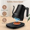Electric Gooseneck Kettle Temperature Control Pour-Over Tea Kettle for Coffee Brewing;  Stainless Steel Inner;  1300W Rapid Heating;  Temp Holding Mat