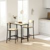 HOMCOM 3 Piece Pub Table and Chairs for 2, Bar Table and Stools with Footrest for Small Space, Oak