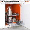 VEVOR 2 Tier 20"W x 21"D Pull Out Cabinet Organizer, Heavy Duty Slide Out Pantry Shelves, Chrome-Plated Steel Roll Out Drawers
