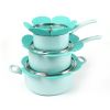 HAWOK Kitchen Ceramic Non-stick coating Induction Cookware Sets - 15 Piece pressed Aluminum Pots and Frying Sauce Pans Set with BAKELITE Handles and G