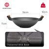WANGYUANJI Large Cast Iron Wok 14.2", Classic Dual Handles Frying Pan, Large-capacity Commercial Household, Wooden Handles, For All Stove, With Steel